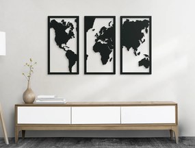 drevko Viacdielny obraz mapa sveta Rozmer obrazu: 50 x 89 cm, Farba dekorácie: Čierna