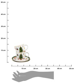 Porcelánová šálka s podšálkou Christmas Tree 250 ml sada 2ks