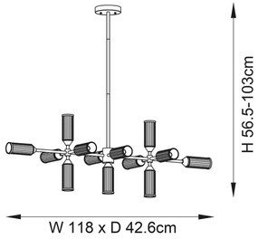 Endon 106259 - Luster na tyči TOUR 13xG9/3W/230V mosadz