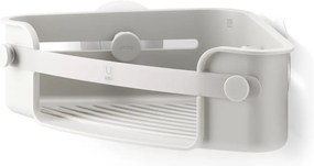 Sivá rohová samodržiaca kúpeľňová polička z recyklovaného plastu Flex Adhesive – Umbra