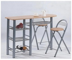 Tempo Kondela Komplet barový stôl + 2 stoličky, buk, 120x40 cm, BOXER