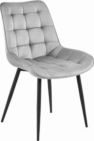 Set dvoch jedálenských stoličiek BERA zamatové strieborné / čierne nohy (2 ks)