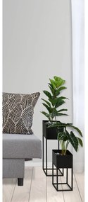 KOVOVÝ KVETINÁČ SO STOJANOM PLAIN SADA 2KS 58X19 CM+37X16 CM ČIERNA