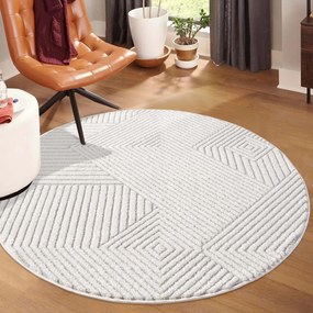 Dekorstudio Moderný okrúhly koberec LOUNGE 0632 - sivý Priemer koberca: 160cm