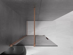 Mexen Velar, sprchová zástena s posuvnými dverami Walk-in 100 x 200 cm, 8mm šedé sklo, medená matná, 871-100-000-43-65