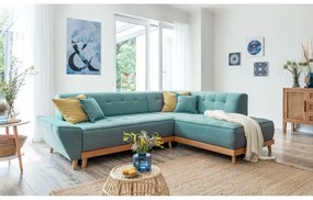 Tyrkysovomodrá rozkladacia rohová pohovka (pravý roh) Dazzling Daisy – Miuform