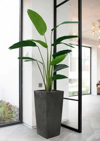 PLASTOVÝ KVETINÁČ PORTO 46X25X25 CM IMITÁCIA BETÓNU ČIERNA