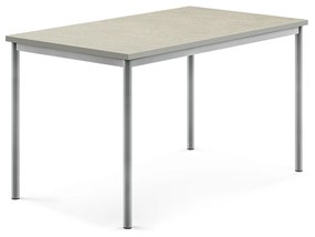 Stôl SONITUS, 1400x800x760 mm, linoleum - svetlošedá, strieborná