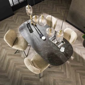 Jedálenský stôl 45-45 Ovál 180x90cm Ceramic Natural Black  - Komfort-nábytok