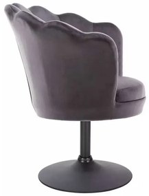 LuxuryForm DESIGN Kreslo FREY VELUR na čiernom tanieri - tmavo šedé