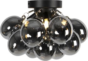 Inteligentné stropné svietidlo čierne s dymovým sklom 3-svetlá vrátane 3 WiFi G9 - Uvas