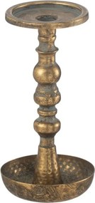 Zlatý antik kovový svietnik Jere na úzku aj valcovú sviečku – 12*12*23 cm