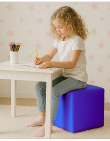 Sedací vak taburetka kocka modrá EMI