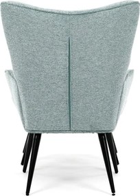 Relaxačné kreslo ušiak s taburetom ROYAL II — kov, látka, modrá