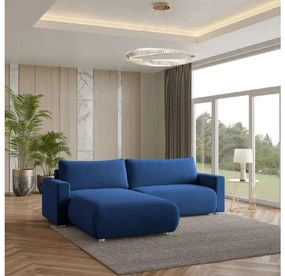 Modrá rozkladacia rohová pohovka MONORA, obojstranná