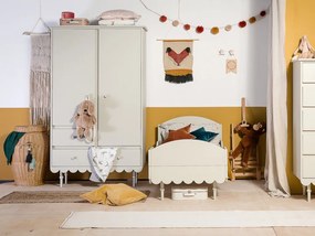 Detská šatníková skriňa so šuplíkmi, šatníkovou tyčou a policami BABUSHKA olivová