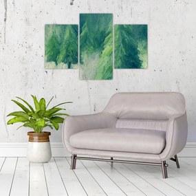 Obraz - Maľované ihličnany (90x60 cm)