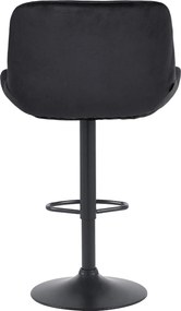 Barová stolička Solon - zamat, čierny rám - čierna