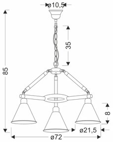 Luster na reťazi NEGRU 3xE27/40W/230V čierna/hnedá