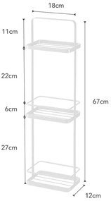 Biely stojan do kúpeľne s 3 policami YAMAZAKI Takamtsu