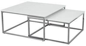 Konferenčný stolík (2 ks) Enisol - biela / chróm