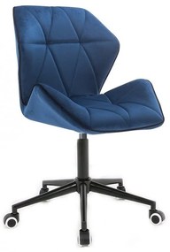 LuxuryForm DESIGN Stolička MILANO MAX VELUR na čiernej podstave s kolieskami - modrá