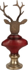 Červeno-hnedá vianočná dekorácia busta jeleň Deer - 10*9*19 cm