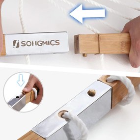 Dvojitá polstrovaná hojdacia sieť s odnímateľnými bambusovými tyčami s vankúšom, modrá