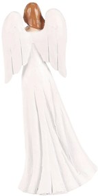 Polyresinový Anjel srdce v ruke, 20 cm, biela