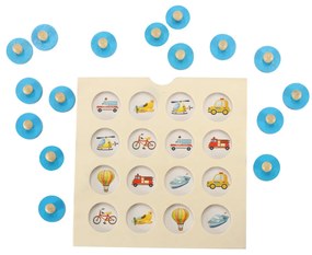 KIK Dřevěná desková hra puzzle paměť + 4 karty