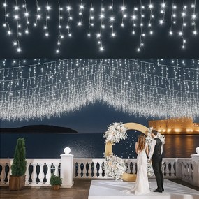 Vianočné svetielka LED záclona FLASH studená biela 1000 LED