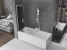 Mexen Velar L, 2-krídlová posuvná vaňová zástena 75 x 150 cm, 8mm šedé sklo, biela matná, 896-075-003-41-20
