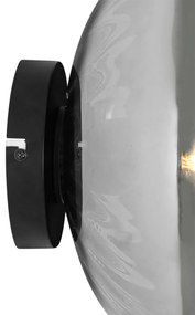 Art Deco nástenná lampa čierna s dymovým sklom - Ayesha