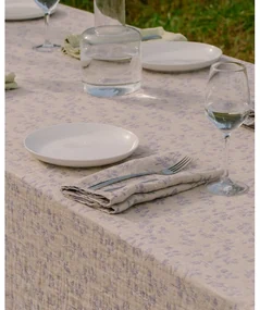 Ľanový obrus / deka Meirami 150x260, zlato-levanduľový