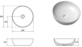 Ravak XJX01140003 - Umývadlo na dosku UNI SLIM, Ø 40 cm, keramika/biela