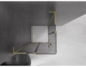 Mexen Velar L Duo, sprchový kút s posuvnými dverami 90 x 90 cm, 8mm šedé sklo, zlatá matná, 871-090-090-02-43-55