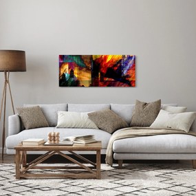 Obraz - Farebná abstrakcia mesta (120x50 cm)