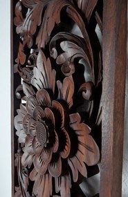 Dekorácia na stenu FLOWER hnedá, exotické drevo, ručná práca, 100 cm