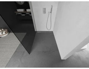 Mexen Kioto, sprchová zástena Walk-In 120 x 200 cm, 8mm šedé sklo, brúsená oceľ profil, 800-120-101-97-40