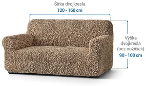 Bielastické poťahy FUCO biobavlna orieškové dvojkreslo (š. 120 - 160 cm)