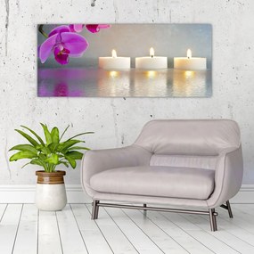 Obraz sviečok na vode (120x50 cm)