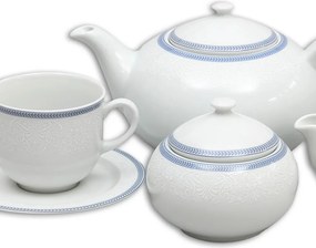 Thun čajová súprava Opal krajka s modrou linkou 17-dielná