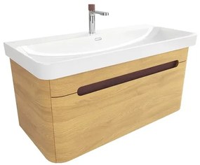 Kúpeľňová skrinka s umývadlom SAT Fusion 97,5x43x45 cm dub medový mat SATFUSION100DMUBA, 1 ks