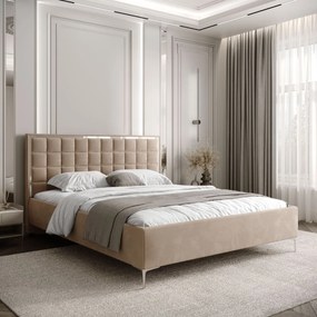 ČALÚNENÁ POSTEĽ NOEMI SILVER 140x200 S ROŠTOM ROYAL VELVET 170