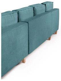 Tyrkysovomodrá menčestrová rozkladacia rohová pohovka (pravý roh/do tvaru "U") Tori – Bonami Selection