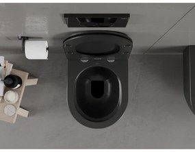 Mexen Carmen závesné wc Rimless s toaletným Slim sedátkom z duroplastu, čierna matná - 30881085