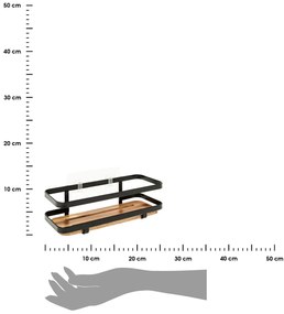 Polička do kúpeľne Blackacia, akácia/s čiernymi prvkami