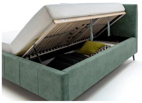 Zelená čalúnená dvojlôžková posteľ s úložným priestorom s roštom 180x200 cm Lizzano – Meise Möbel