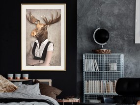 Artgeist Plagát - Brainy Moose [Poster] Veľkosť: 40x60, Verzia: Čierny rám s passe-partout