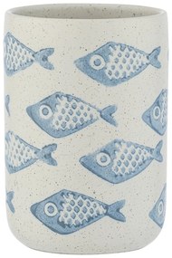 Modro-biely keramický téglik na kefky Wenko Aquamarin